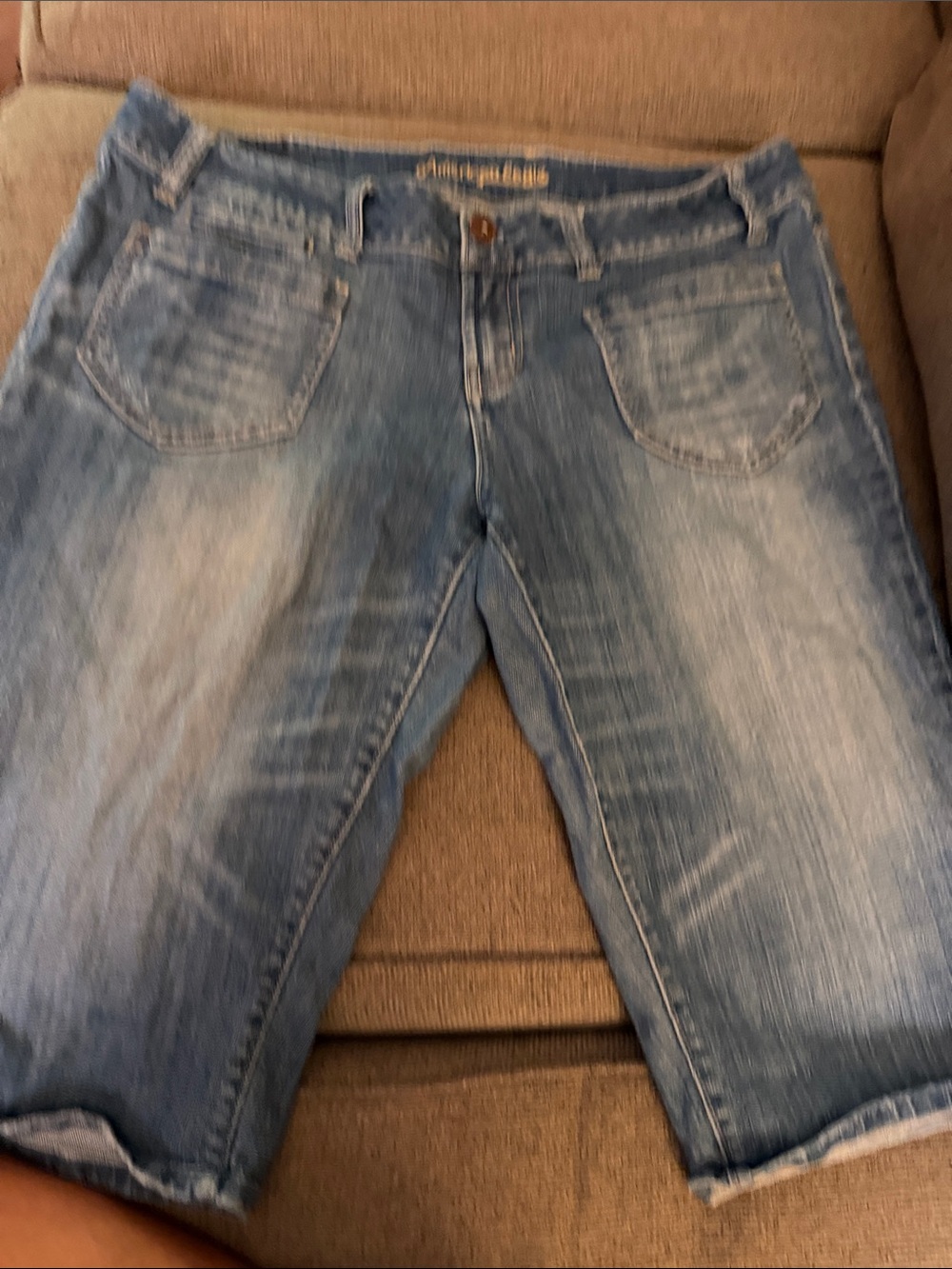 American Eagle Outfitters Light Blue Washed Cropped Jeans
